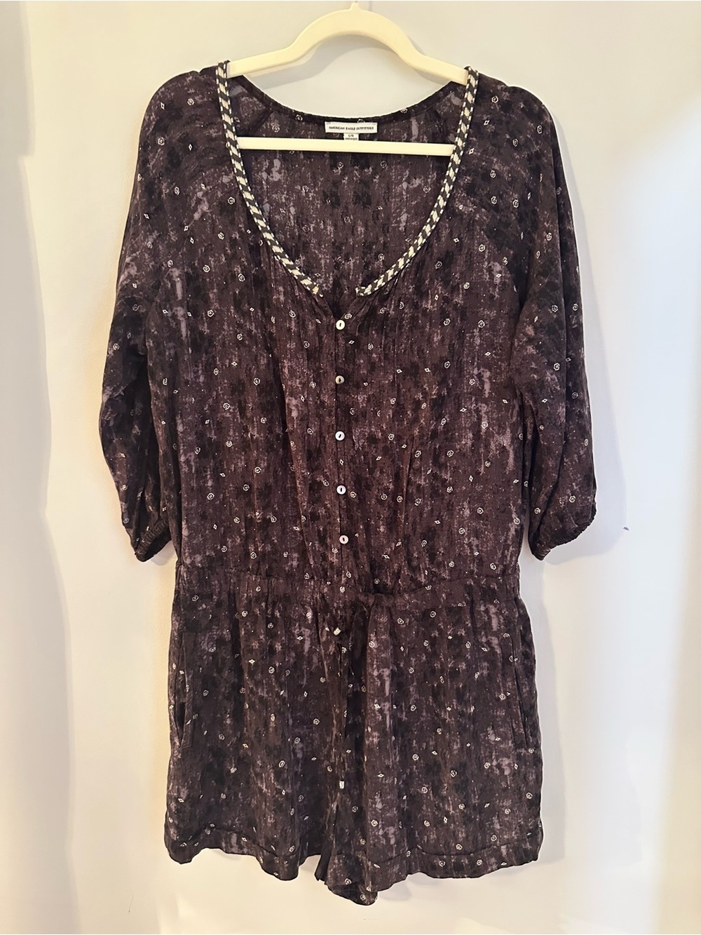 American Eagle Outfitters Floral Print Boho Romper Short Jumpsuit Woman Size L